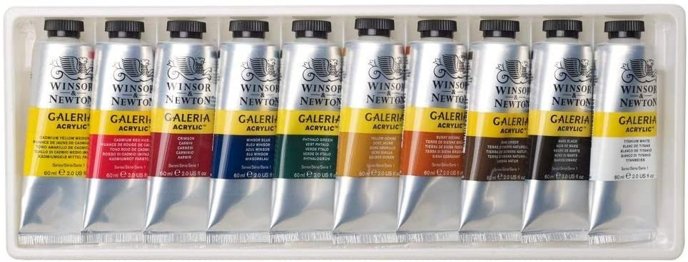 Winsor & Newton Galeria Acrylic Paint Set, Includes 10 20mL tubes