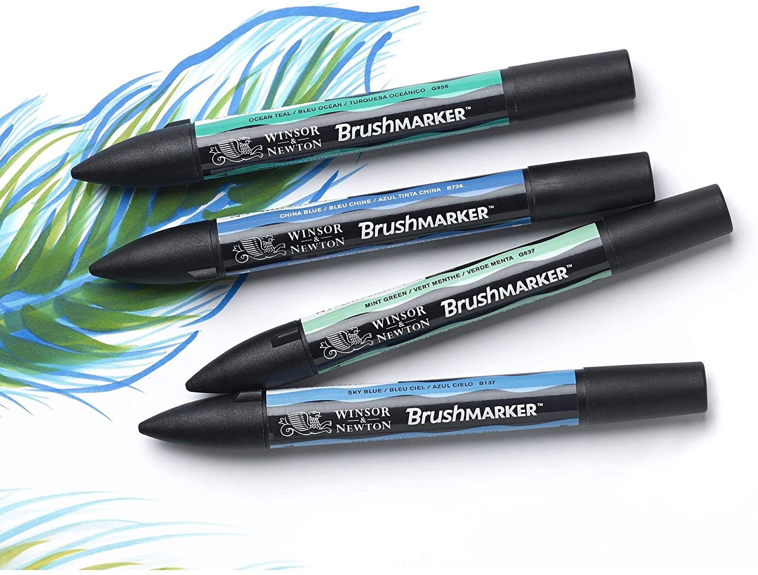 Winsor & Newton Brushmarker 6 Pen Brush Marker Set Mid Tones – ATALONDON