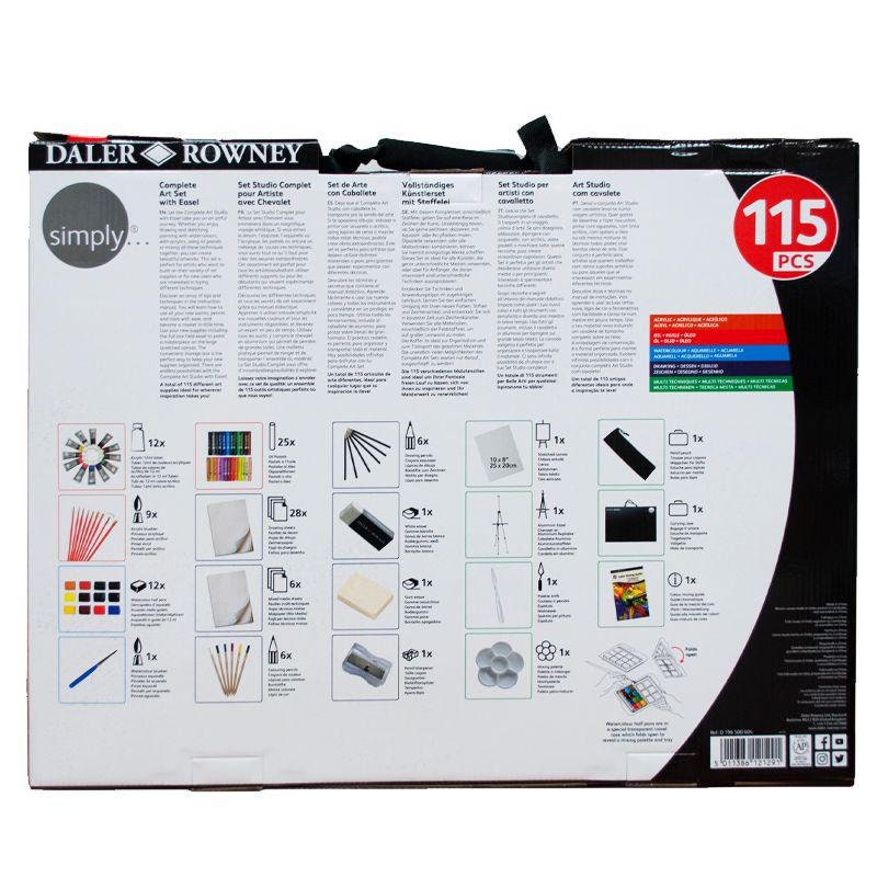 Daler-Rowney Simply Art Studio - with Field Easel (115pc